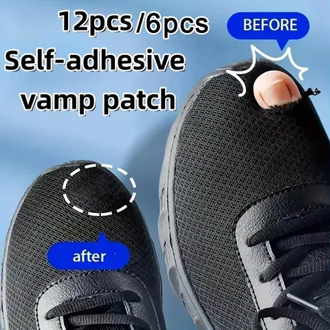 12/6 unidades de remendos autoadesivos para sapatos – para reparar furos laterais, consertar solas internas e cobrir o desgaste do calcanhar. Remendos duráveis e resistentes a arranhões para tênis.