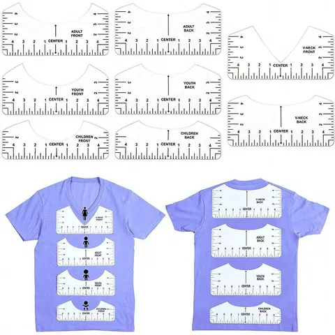 4/8 pçs/set redondo camiseta pescoço ferramentas de medição réguas de alinhamento pvc para guiando design roupas tamanho artesanal acessórios de costura