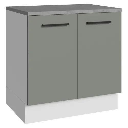 Balcão Madesa Agata 80 x 60 cm 2 Portas (Com Tampo) Branco/Cinza