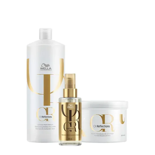 Kit Wella Professionals Oil Reflections Shampoo 1L Máscara 500g Óleo 100ml