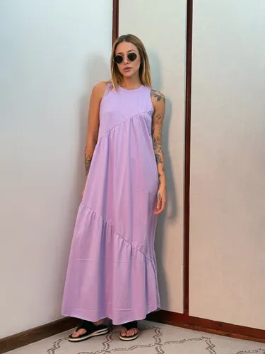 Vestido Longo Feminino Soltinho malha algodão Aveloz Lilás