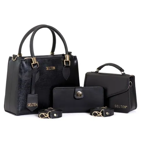 Bolsa Feminina Transversal Media com Bolsinha Clutch e Mini Carteira