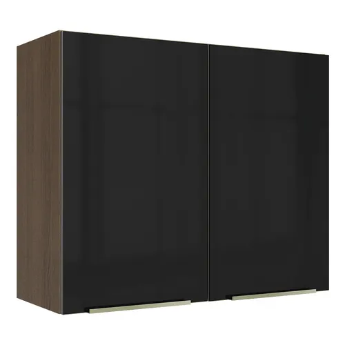 Armário Aéreo Madesa Lux 80 cm 2 Portas Rustic/Preto