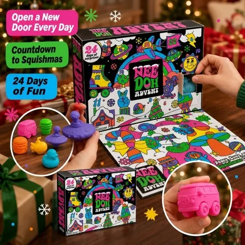 Caixa de Presente Calendário do Advento de Natal, Brinquedos Sensoriais Mini Squishy Fidget Surpresa para 24 Dias, Conjunto de Brinquedos Antiestresse, Surpresa de Férias