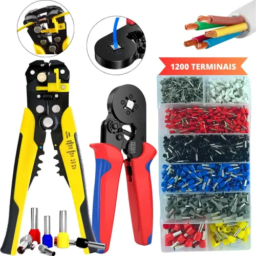 Alicate Decapador 3x1 Crimpar Crimpador Descascado Corte Profissional com 1200 Ilhos Prensa Terminal Turbular para painel