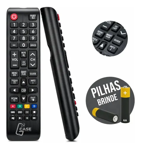 Controle Remoto para TV Samsung Smart Hub Universal com Pilhas Gcase Acessorios
