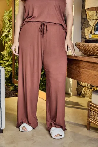 Calça Pijama Pantalona Básica Chocolate