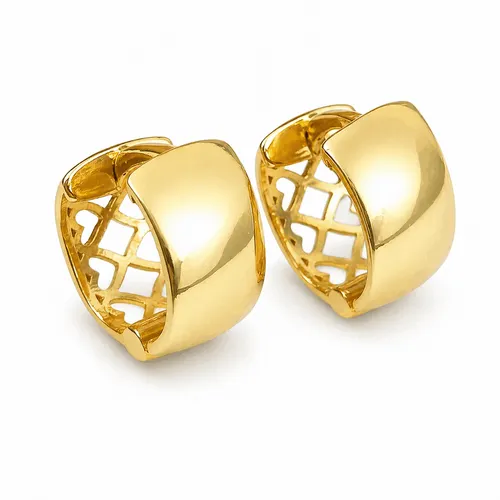 Brinco 1 cm Argola Trabalhada Coração em Ouro 18K