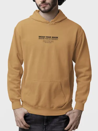 Moletom Canguru Masculino Estampa Authenticity Malha Premium Bege