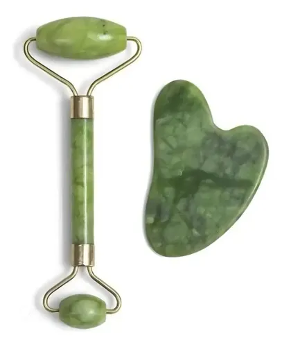 Rolo Facial de Jade e Gua Sha Pedra Natural