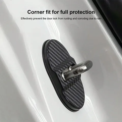 4PCS Capa de Fibra de Carbono para Fechadura de Porta de Carro, Protetor Universal Antiferrugem e Impermeável, Redução de Ruído, Adesivos de Acabamento Automotivo, Acessórios