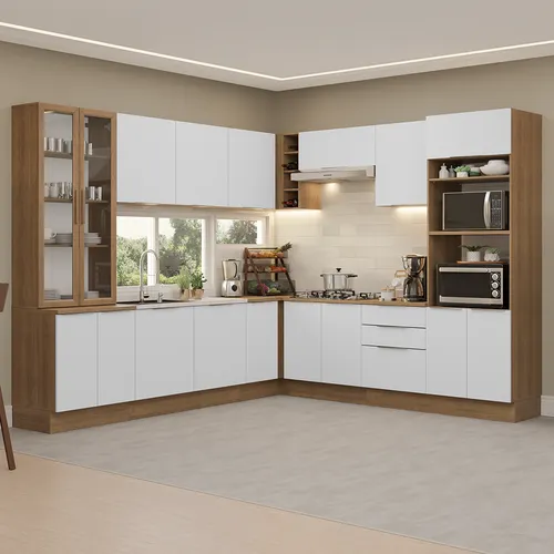 Armário de Cozinha Completa 549cm Rustic/Branco Stella Madesa 01