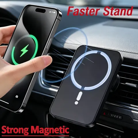 Suporte Magnético para Celular com Carregador sem Fio para Saída de Ar do Carro, Carregamento Rápido Compatível com MagSafe iPhone 17/16/15/14/13/12 Pro