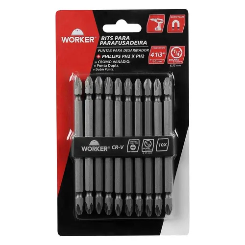 Bits para Parafusadeira Phillips PH2 4.1/3" - 110mm Worker