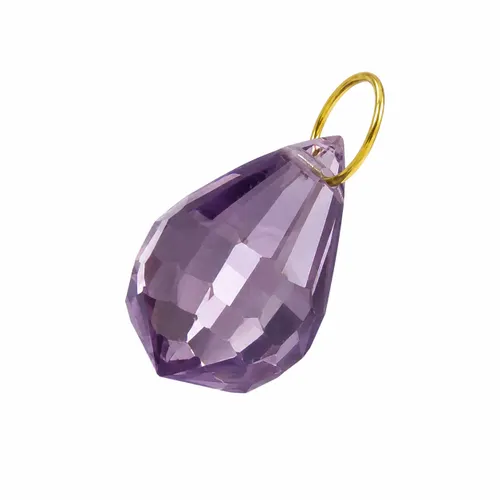 Pingente Gota com Zircônia Ametista em Ouro 18K