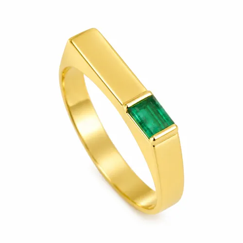 Anel com Esmeralda 5 mm em Ouro 18K