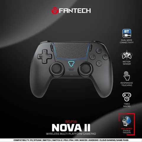 FANTECH NOVA II WGP16 Gamepad sem fio Sensor giroscópio Hall Joystick e gatilho de efeito para PS4 NS2 Controlador com fio Gamer