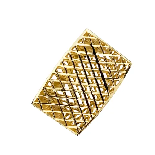 Anel Chapa Vazado Retangular em Ouro 18K