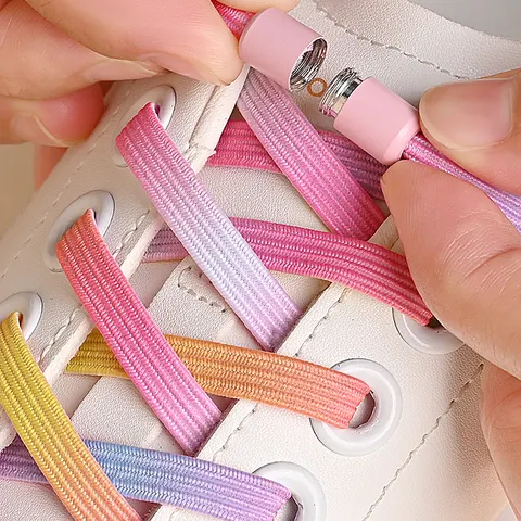 1 par/2 pares/4 pares sem laço cadarços de sapato fivela colorida cadarços pérola luz colorida moda sem laços elásticos tênis