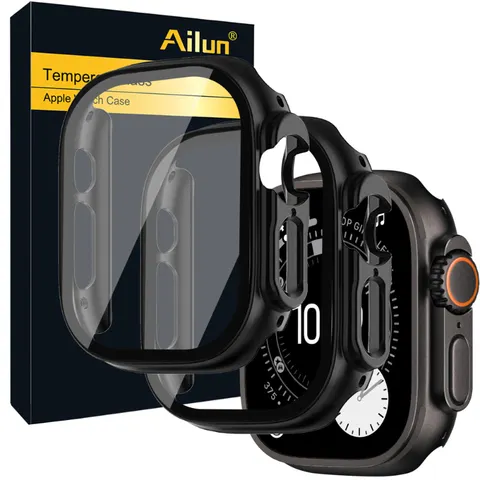 Capa para apple watch ultra 3 49mm pc amortecedor + protetor de tela capa iwatch ultra 2 49mm hd vidro temperado + caso escudo acessórios