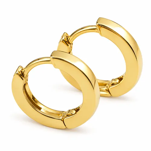 Brinco Argola Redonda com Fio Quadrado 9 mm em Ouro 18K