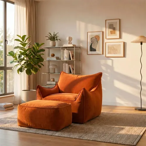Kit Poltrona Arya + Apoio para pés Terracota