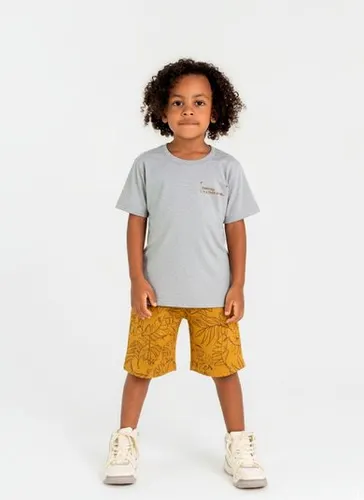 Conjunto Infantil para Menino com Camiseta e Bermuda (Cinza) Guloseima