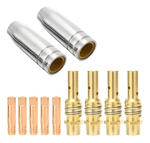 Kit Ideal com 5 Bico de Contato 0,8mm 2 Bocal E 4 Difusor C/mola Tocha Mig Mag 11 Unidades