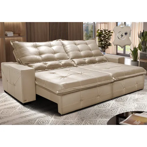 Sofá de Couro Elétrico Retrátil Cama inBox Gran Toro SoftGel D40