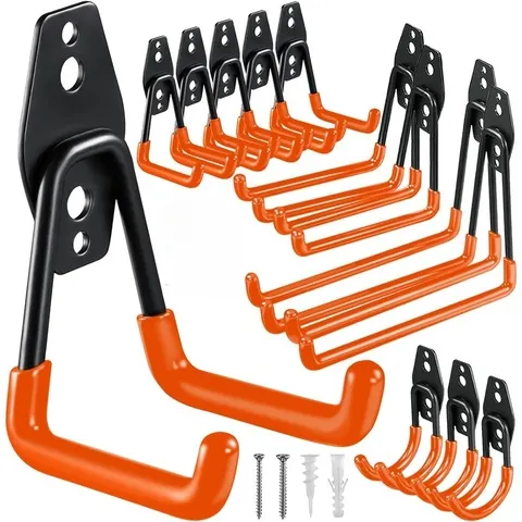 Gancho de metal resistente, organizador de garagem, montagem na parede, cabide de bicicleta, montagem na parede, gancho de armazenamento antiderrapante para escadas, ferramenta de jardim