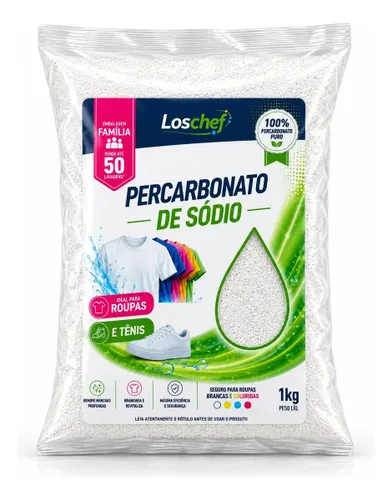 Percarbonato de Sódio 1kg 100% Puro Extra Fino Los Chef Tira Manchas Roupa Colorida e Branca Alvejante Natural