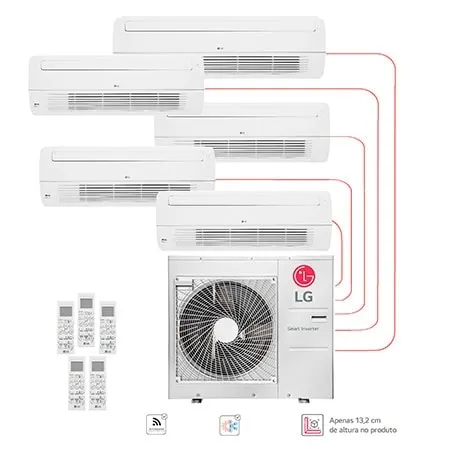 Ar condicionado Multi Split Inverter 5 ambientes ( 1via 3X 9.000BTUS, 1X 12.000BTUs, 1X 24.000BTUs) Quente/Frio WiFi integrado - E5Q4807.OBS
