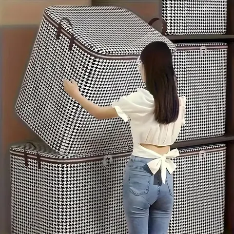 Caixa de armazenamento de colcha organizadores à prova de poeira não-tecido guarda-roupa saco de economia de espaço casa-mudando caixa de cama organização de armazenamento