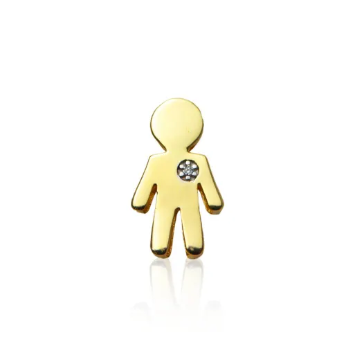 Pingente Menino 1,5cm com 1 Diamantes em Ouro 18K
