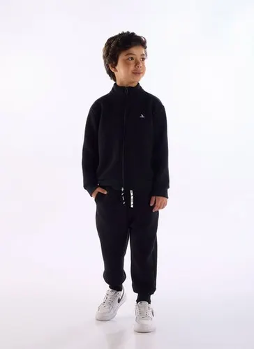 Roupa infantil masculina texturizada com gola alta Preto