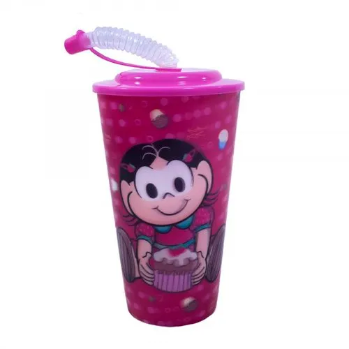 Copo 3D com Canudo Dobrável Magali Turma da Mônica 550ml - Tasco Inport