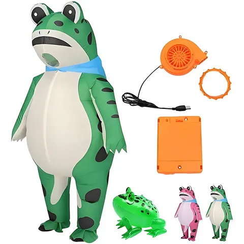 ZOETOPKID Fantasia de Sapo Inflável para Cosplay, Fantasia Engraçada de Sapo Inflável com Bomba de Ar, Macacão de Sapo, Fantasias de Halloween
