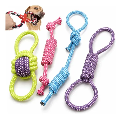 Kit 4 Brinquedo Pet Corda Resistente Interativo Cachorro Forte