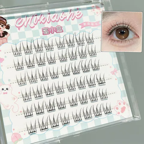 Cílios Postiços de Aparência Natural com 6/10 Fileiras, Curvatura C, Fibra Sintética, Estilo Coreano, para Maquiagem Diária, Conjunto de Cílios Falsos Clear Sense