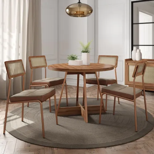 Conjunto Sala de Jantar 4 Cadeiras Paraíso Carraro Nogal