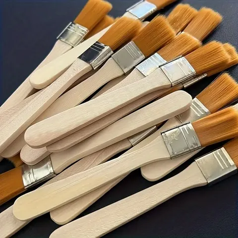 10 peças escova de pintura de cerdas de nylon com cabo de madeira para pintura a óleo, pó e limpeza-conjunto de ferramentas manuais não recarregáveis sem bat