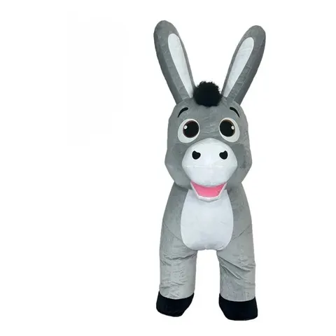 Fantasia de Mascote de Burro Cinza Inflável, Acessório de Traje de Desenho Animado para Eventos de Halloween e Carnaval, Sem Bateria, Sem Carregador