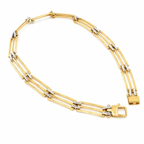 Pulseira 21,5 cm Chapa Vazada Masculina em Ouro 18K