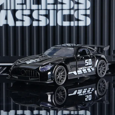 Modelo de carro de brinquedo AMG, em metal fundido, carro esportivo preto, 10,6 cm, miniatura para decoração de mesa, presente.