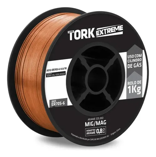 Arame para Solda Mig Cobreado com Gás Super Tork 0,8mm 1kg Er70s6