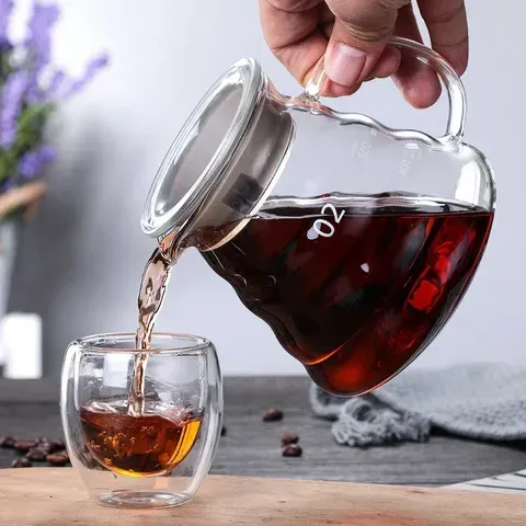Jarra de café com tampas, chaleira de vidro transparente, panela compartilhada, acessórios para carafe, 350 600 800ml
