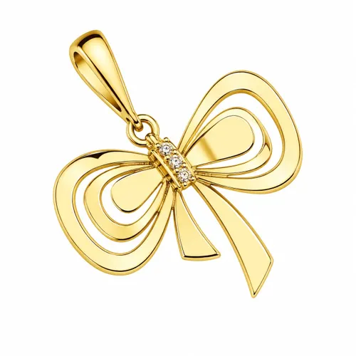 Pingente Laço com 3 Diamantes 2,3 cm em Ouro 18K