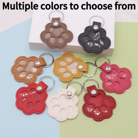 Chaveiro de Couro PU para Armazenamento de Pelos de Animais de Estimação, Chaveiro DIY Artesanal com Pata de Gato para Presente Comemorativo, Bolsa e Carteira