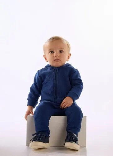 Conjunto Bebê Menino Jaqueta com Orelhinhas e Calça Matelassê Azul