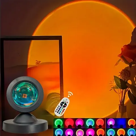 Controle Remoto USB, Luz LED Dinâmica com Mudança de Cor - Cria uma Atmosfera Aconchegante em Casa, 1 unidade de Luz de Projeção Vibrante com Efeito Pôr do Sol - Espectro de 16 Cores